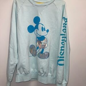 Disney Parks-branded light blue Mickey Mouse pullover crewneck sweatshirt Size S